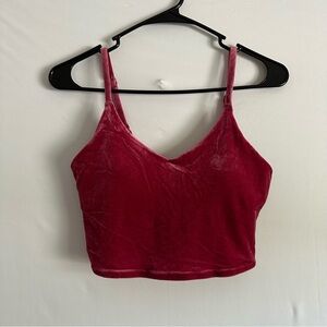 Athleta Elevation Velvet Velour Cropped Tank Top Cami Bralette Size S